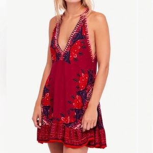 Free People Steal The Sun Printed Halter Mini Dress